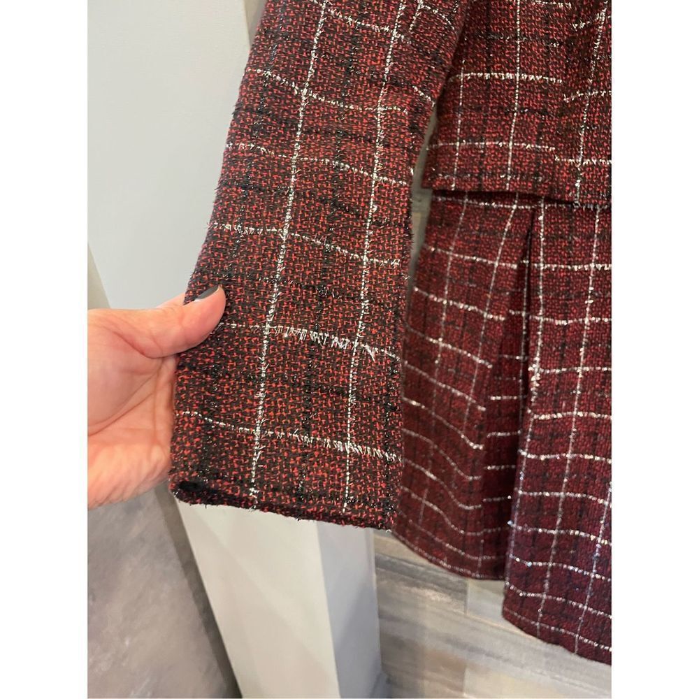 Julia Jordan 12 Jackie O inspired lined metallic red black plaid tweed dress w/s - Picture 6 of 10